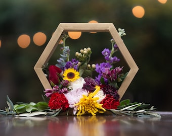 Wood Hexagon Frame, Geometric Wedding Table Decor, Terrarium Centerpiece, Hexagon Arch, Rustic, Barnyard, Wedding Decor, Geometric Shelf