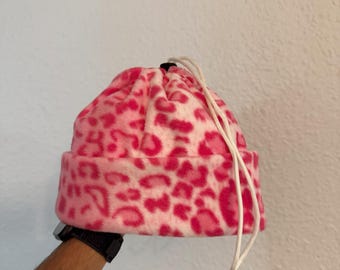 Pink Leopard Cinch Super Cozy 4 Point Beanie