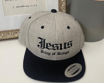 Christian Jesus King of Kings Snapback Hat, Christian Faith Cap, Religious Headwear, Inspirational Religious Gift, Christian Apparel