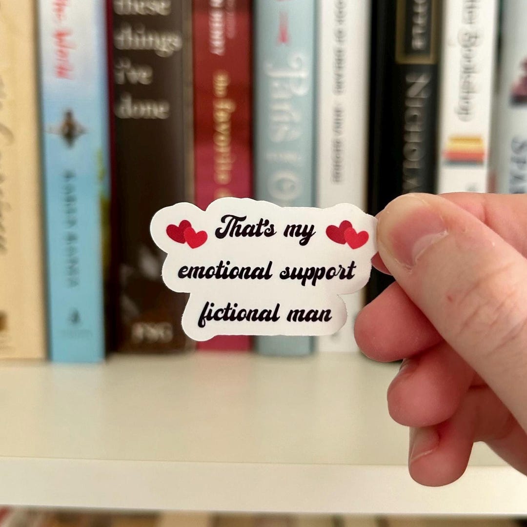 That's My Emotional Support Fictional Man Kindle Laptop Water Bottle Glossy Sticker - Etsy