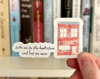 Breng me naar de boekwinkel en laat me rondzwerven Glanzende sticker voor Kindle-laptop waterfles