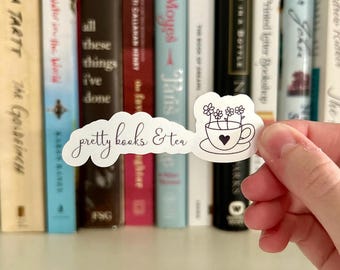 Pretty Books and Tea Kindle Laptop Water Bottle Glossy Sticker