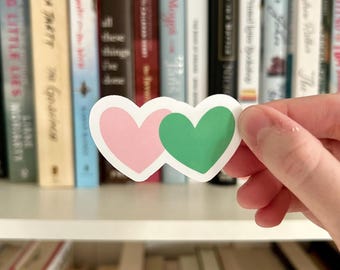 Pink and Green Heart Friendship Kindle Laptop Water Bottle Glossy Sticker