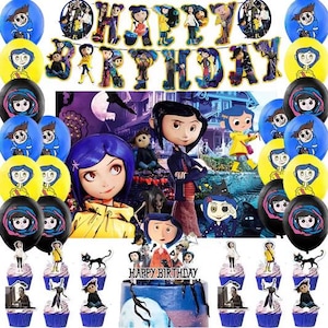 birthday decoration, 12 cupcakes, 18 latex balloons, a banner, a cake topper and a high quality polyester backdrop