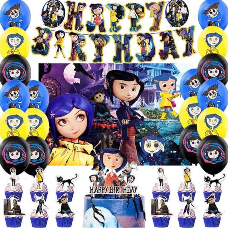 birthday decoration, 12 cupcakes, 18 latex balloons, a banner, a cake topper and a high quality polyester backdrop image 1