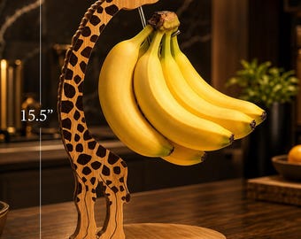 Handmade wooden Banana Hanger Stand for Kitchen Countertop: Fruit Holder Hook