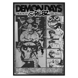 Gorillaz DEMON DAYS Album Poster, Vintage Brutalist Style Music Poster