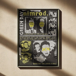 Green Day NIMROD Album Poster, Vintage Brutalist Style Music Poster