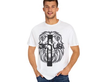 Camiseta unissex Jesus Leão, camiseta cristã, camiseta religiosa, blusa de fé, vestuário de Jesus Cristo, presente cristão, camiseta com cruz