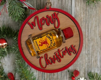 Fireball Shot Bottle Christmas Ornament, Mini Alcohol Ornament, Secret Santa, Coworker Gift *Ornament only, alcohol or bottle not included*