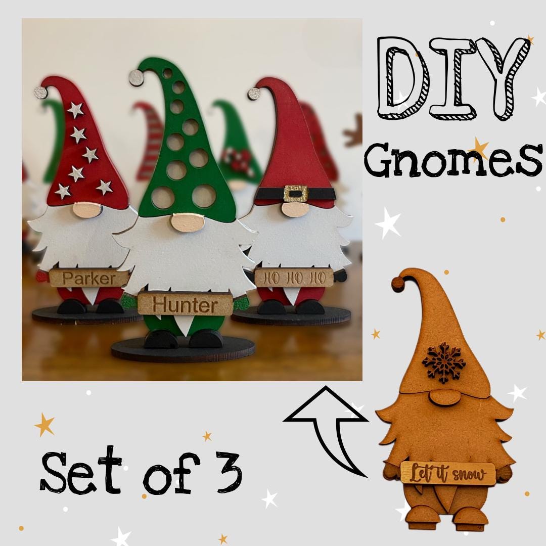 42 Adorable Gnome Crafts for Kids They Can't Help But Love! 14 DIY Gnomes, Set of 3, with Stands. DIY Christmas Crafts, Ready to…