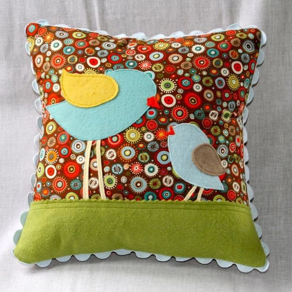 Items similar to Mothers and Daughters little bird pillow on Etsy