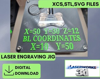 Xtool F2 uv Dogbone crystal jig 50x30x12mm keychain alignment, xcs,svg,stl files