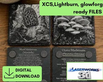 slate coaster Wild Mushroom Foraging set of 4 coasters files
