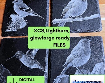 slate coaster Birds set of 4 coasters files