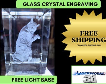3D Crystal Photo Engraving, Custom Pet Memorial, Personal Keepsake, Lifetime Gift