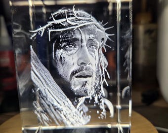 3D jesus crown of thorns k9 crystal & led light base