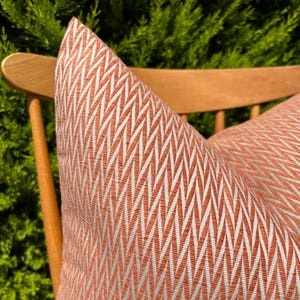 Orange & White Herringbone Cushion Cover, Accent Euro Sham 26x26, Orange Living Room Pillow, Fluffy Couch Throw Pillow, Unique Sofa Pillow