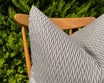 Taupe Chevron Pillow Cover, Neutral Beige Throw Pillow for Couch or Bed, Modern Sofa Cushion, Herringbone Cotton Decor, 18x18 or Custom Size