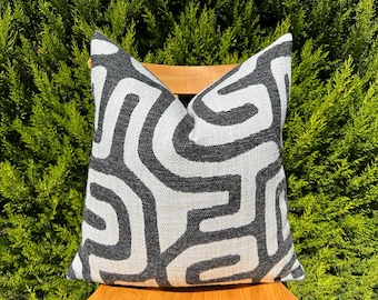 Black White Accent Lumbar Pillow Cover, Abstract Modern Throw Pillow, Black White Euro Sham, Unique Pattern Couch Cushion, King Size Pillow