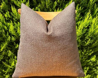 Light Brown Boucle Throw Pillow Cover, Taupe Boho Cushion for Couch, Textured Euro Sham 26x26, Bohemian Lumbar Pillow, Boucle Pillowcase