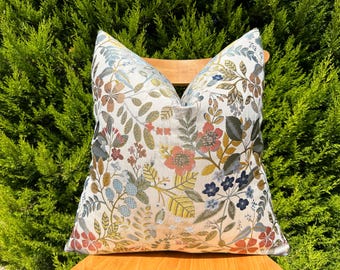 Cream Based Floral Cushion Cover, Spring Breeze Pillow for Home, Unique Design Throw Pillow for Couch, Floral Pattern Lumbar Pillow 14x20