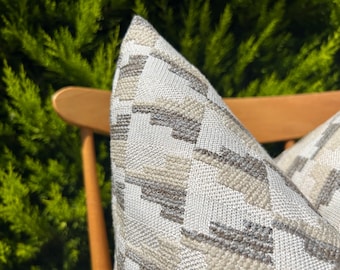 Neutral Beige Taupe Pillow Cover, Geometric Euro Sham, Light Brown Beige Textured Cushion, Boho Pillow for Home Decor, Fall Season Pillow