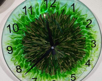 Handmade Epoxy Home Art Olive Leaf Thema Clock 37 cm