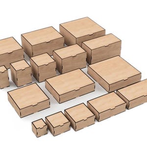 Archivos de corte por láser para caja con tapa abatible - Caja de almacenamiento navideña - 16 tamaños diferentes