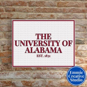 University of Alabama Poster, &quot;Roll Tide&quot; World Art, University of Alabama Wall Art, College Dorm Decor, Digital Download