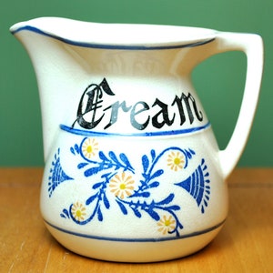1920s Delft Blue creamer, Czech or German with Cream on one side, No Chips, perfect for Farmhouse coffee bar