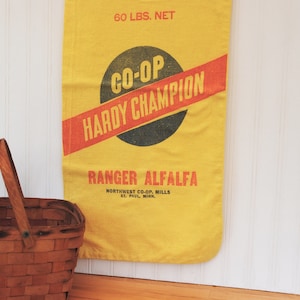 1950s seed bag, Hardy Champion Co-op alfalfa seed bag, Northwest Co-op St. Paul Minn image 1