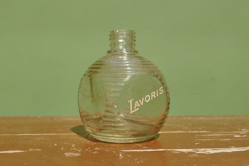 1950s Lavoris bottle, clear glass bottle or vase, excellent condition image 2