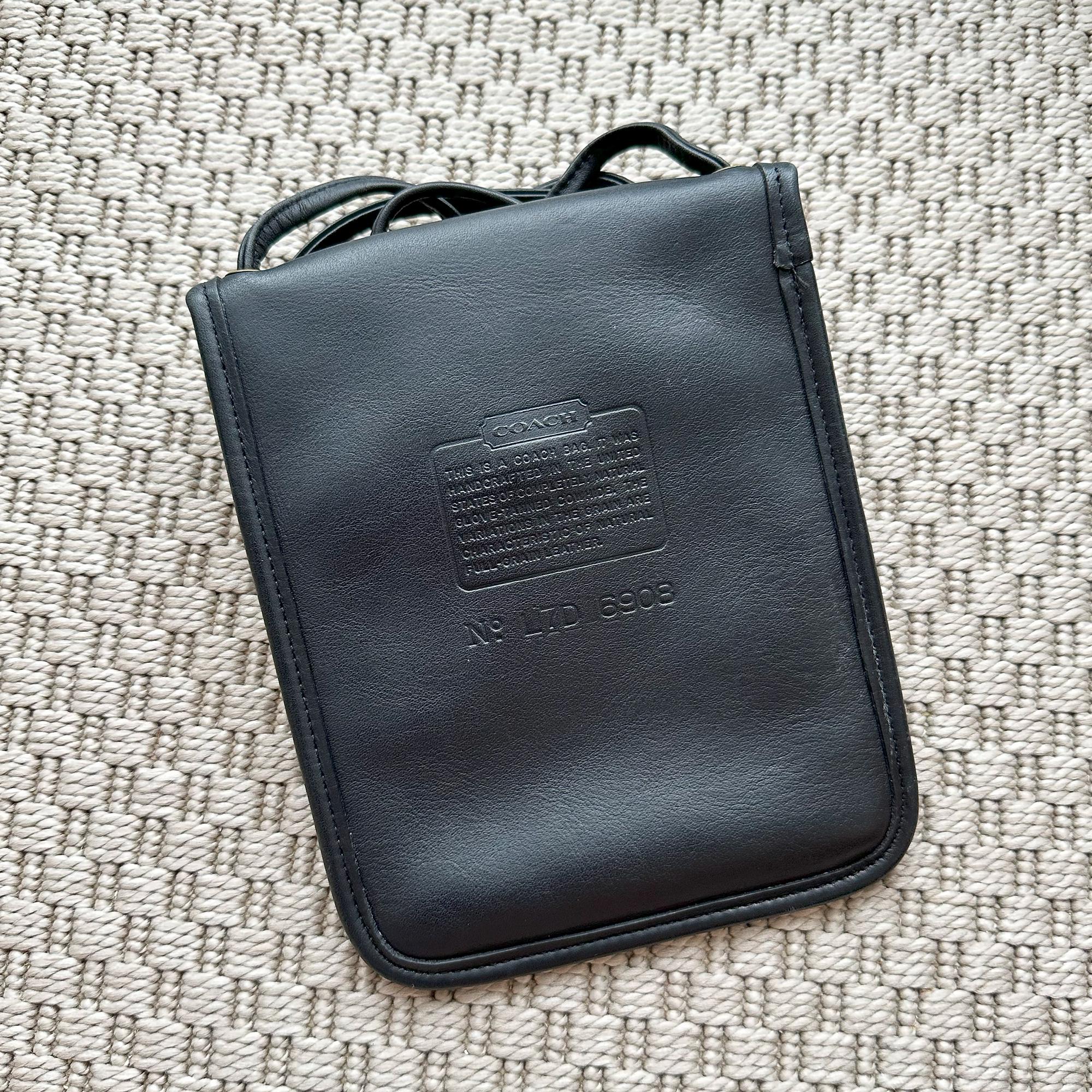 Vintage Coach Leather Passport Pouch: Black Hipster Bag, Style