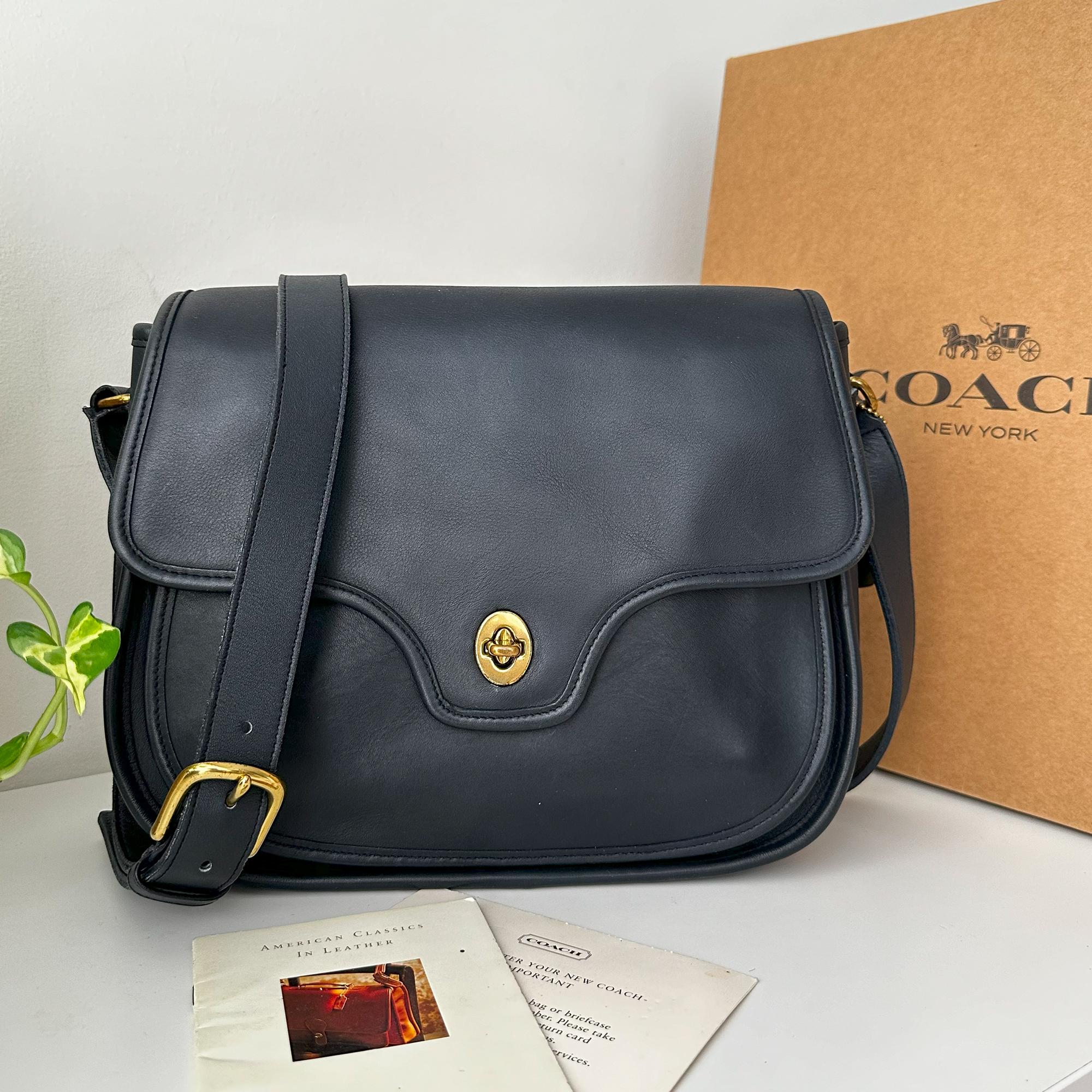 LIKE NEW Rare Coach Vintage Lenox Bag 9918 - Navy With Brass