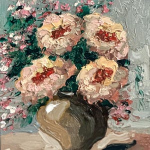 Peonies Painting Floral Original Art  Peonies Impasto Painting Flowers Painting Canvas 3d Oil Painting Semi Abstract 6 by 8 Art