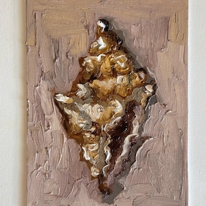 Seashell Painting  Preppy Beachy Decor Original Art Oyster Impasto Painting Canvas 3d Oil Painting Semi Abstract 6 by 8 Oyster