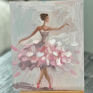 Pintura de bailarina Ballet Arte original Mujer Pintura empastada Pintura de bailarina Lienzo Pintura al óleo 3d Semi abstracta Pintura de pared de 10 por 8