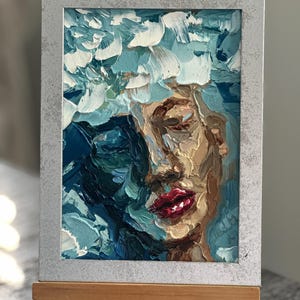 Woman Face Artwork Abstract Portrait Oil Painting Original Art Diverse Woman Under Water Portrait  Woman Face Painting Fine Art