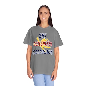 Ski Colorful Colorado Unisex T-shirt, Colorado Skiing Tee, Mountain Ski Shirt, Skiing Gift, Ski Trip Shirt, Snowboarding T-shirt