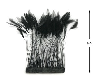 1 Dozen - Black Stripped Rooster Neck Hackle Eyelash Feather Fly Tying Millinery Costume Craft Supply : 416