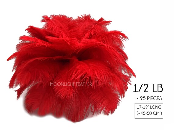 Red Large Turkey Marabou Feathers - 1/4 lb