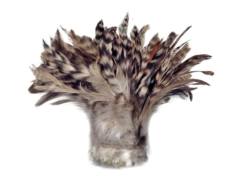 4 Inch Strip Natural Grey Chinchilla Strung Rooster Schlappen Feathers Halloween Costume Craft Supply : 3611 image 4