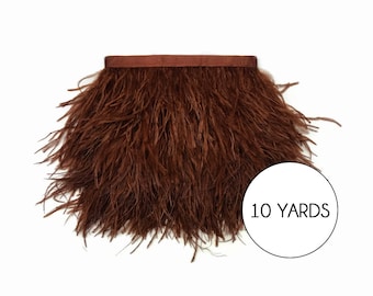 Ostrich Plumes, 10 Yards - Brown Ostrich Fringe Trim Wholesale Feather (bulk) Craft Supply : 4533