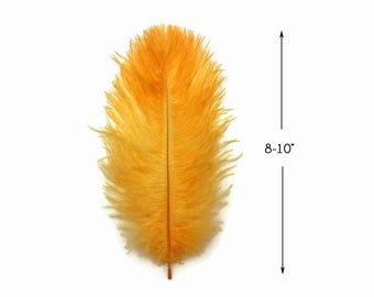 Small ostrich feathers, 10 Pieces - 8-10" Golden Yellow Ostrich Dyed Drabs Feathers Party Centerpiece Supplier : 246