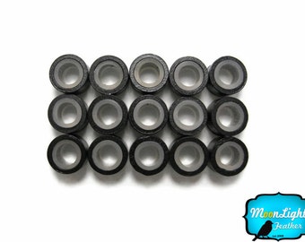 10 Pieces - BLACK Silicone Micro Ring Beads for Feather Hair Extensions: 395