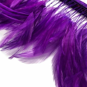 1 Dozen Purple Stripped Rooster Neck Hackle Eyelash Feather Millinery Fly Tying Costume Craft Supply : 398 image 1