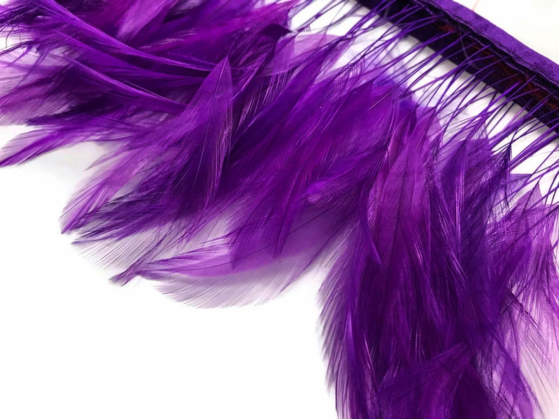 1 Dozen Purple Stripped Rooster Neck Hackle Eyelash Feather Millinery Fly Tying Costume Craft Supply : 398 image 1