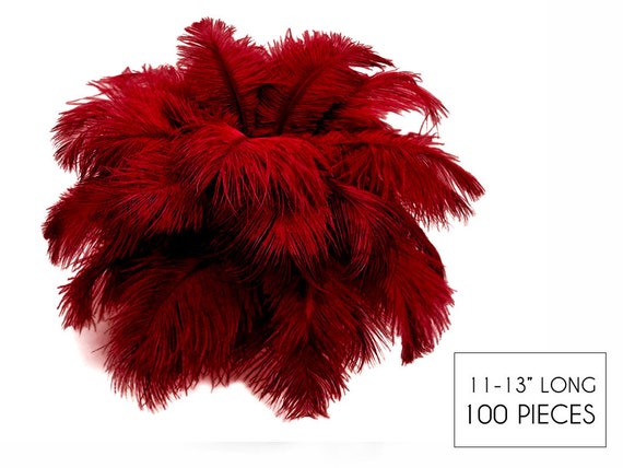 Ostrich Feathers 100 Pieces 11 13 Burgundy Ostrich Etsy Canada