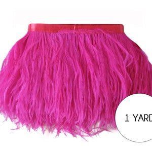 USA SELLER, 1 Yard - Hot Pink Ostrich Fringe Trim Wholesale Feather (Bulk) Millinery Fascinator Craft Supply : 2103
